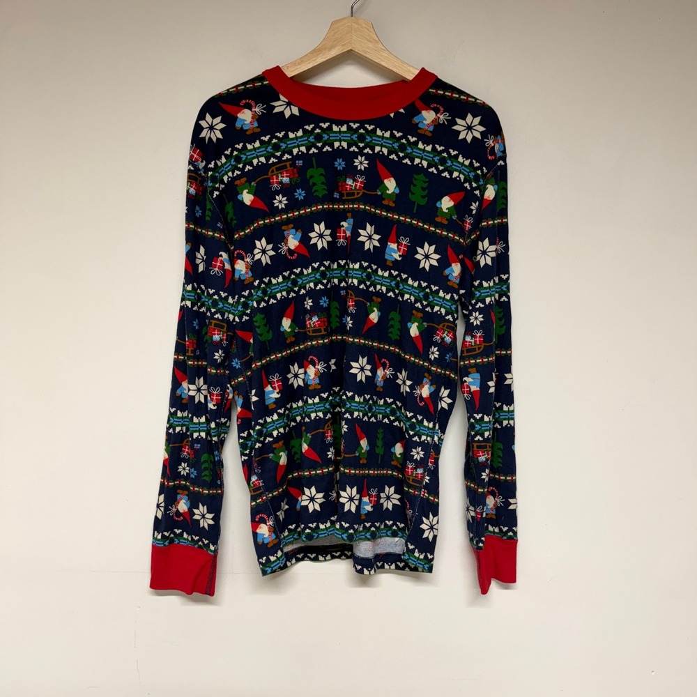 Hanna Andersson Womens Large Christmas Gnome Adult PJ Top 100% Cotton Thermal